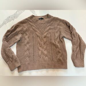 Love Tree Tan Chenille Cable Knit Sweater-Medium